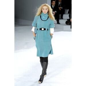 Chanel Turquoise Blue Vintage Mid Length Dress (Size FR36, F/W 2007 Runway)